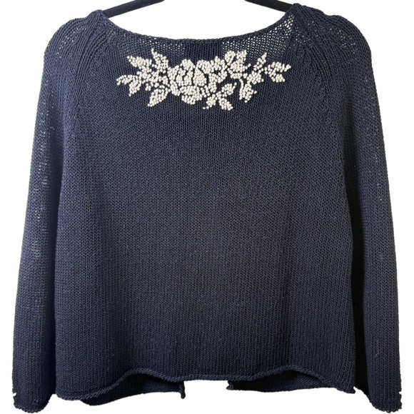 Talbots blue and Cream Floral Cardigan - Picture 2 of 6